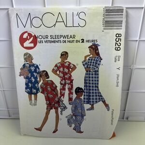 McCalls Childrens Sleepwear Pattern 8529‎ Sizes Xsm, Sml